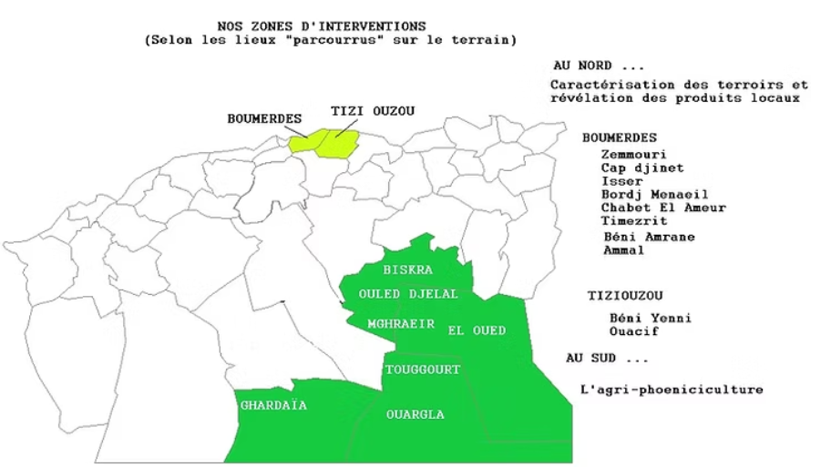 Carte des zones d'interventions